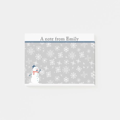 Cute Personalized Winter Snow  Snowman Post it Post_it Notes