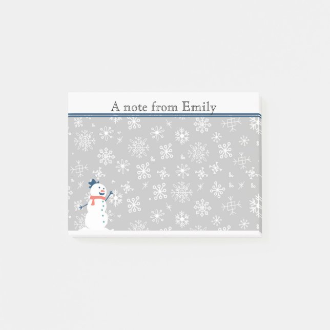 Cute Personalized Winter Snow / Snowman Post it Post-it Notes (Front)