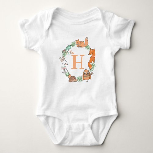 Cute Personalized Woodland Animals For Babies Baby Bodysuit