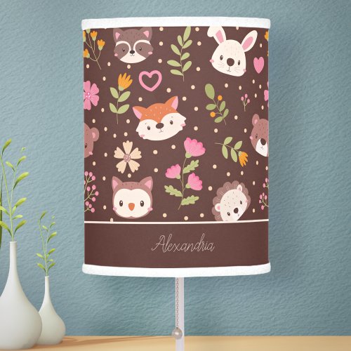 Cute Personalized Woodland Animals Pattern Table Lamp