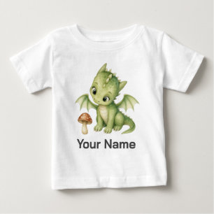 Cute Personalized Woodland Baby Dragon Kids T-Shirt