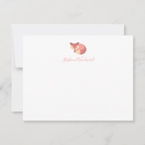 Cute Personalized Woodland Fox Note Card