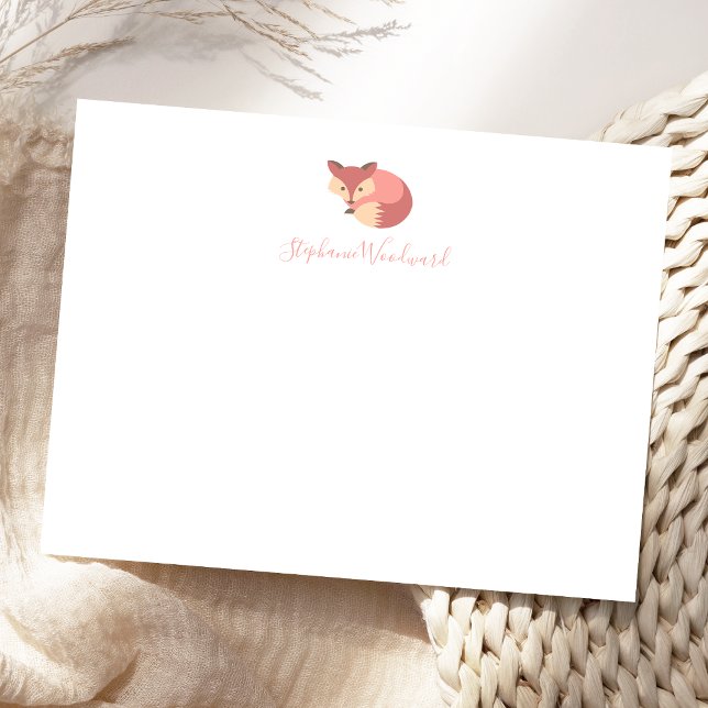 Cute Personalized Woodland Fox Note Card (Creator Uploaded)