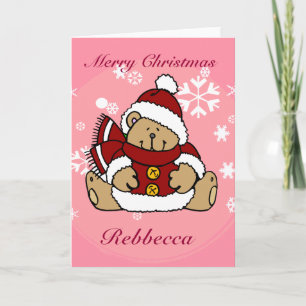 Cute Personalized Xmas Teddy Bear Holiday Card