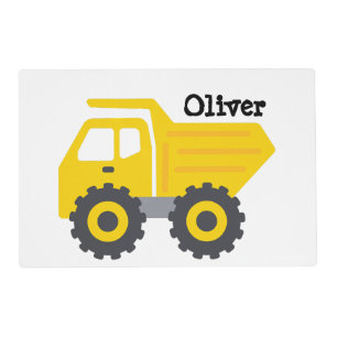 Cute Personalized Yellow Dump Truck Placemat
