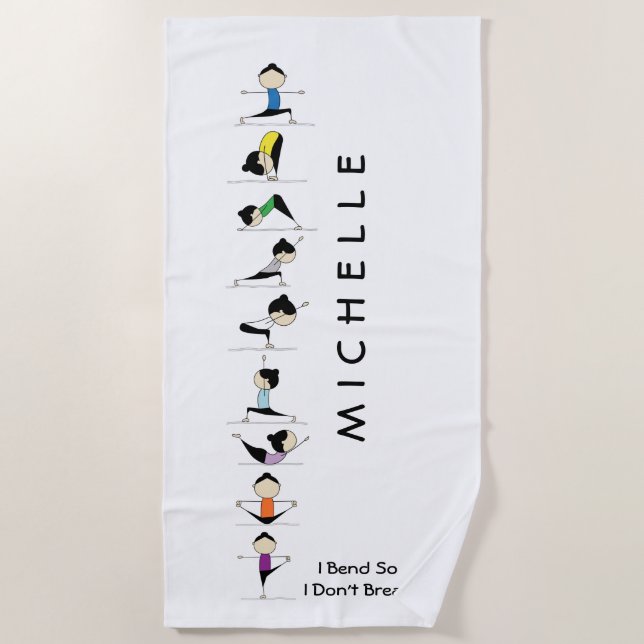 Cute Personalized Yoga  Beach Towel (Front)