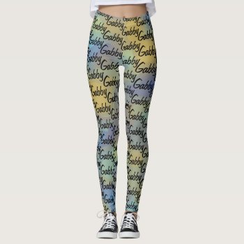 Cute Personalized Your Name All Over Pattern Leggings by HappyGabby at Zazzle