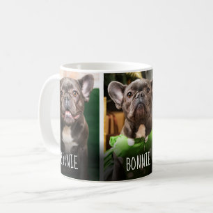 Cute Pet 3 Photo Collage Modern Name Coffee Mug