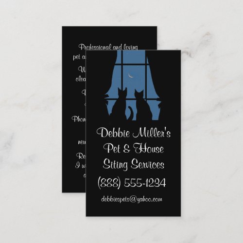 Cute Pet and House Sitter Cats in Window Business Card