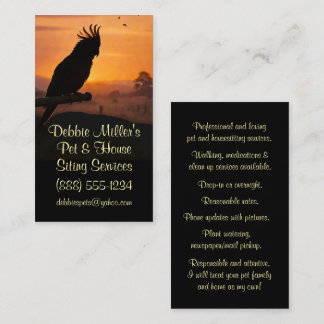 Cute Pet and Housesitting Bird Sunset Business Card