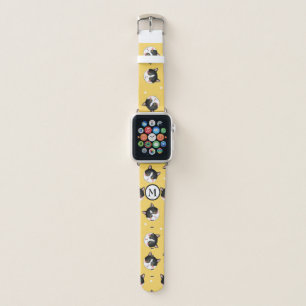 Cute pet animal funny cat face pattern monogram apple watch band