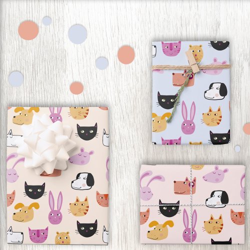 Cute Pet Animal Wrapping Paper Sheets