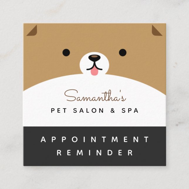 Cute Pet Appointment Reminder Salon & Spa Modern  Square Business Card (Front)