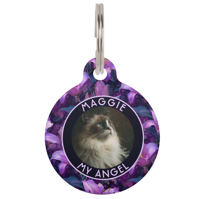 Cute Pet Appreciation Gift Lilies Pattern ID Tag (Front)