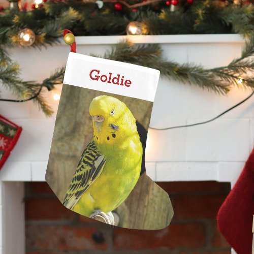 Cute Pet Bird Lover Photo and Name Personalized Small Christmas Stocking