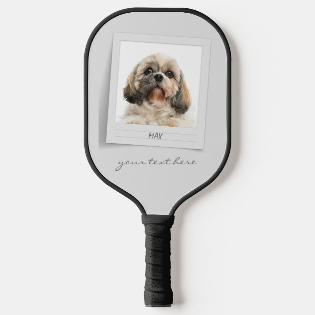 Cute Pet Birthday Photo Frame Personalized Pickleball Paddle (Front)