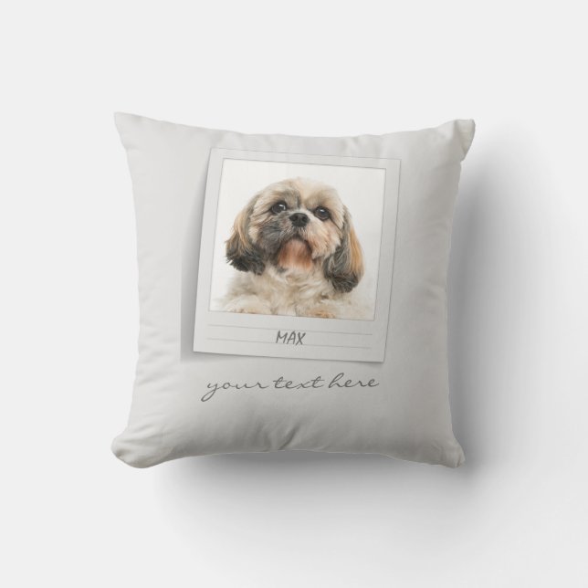 Cute Pet Birthday Photo Frame Personalized Throw Pillow (Front)
