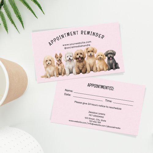 Cute Pet Care Services Next Appointment Groomer Business Card