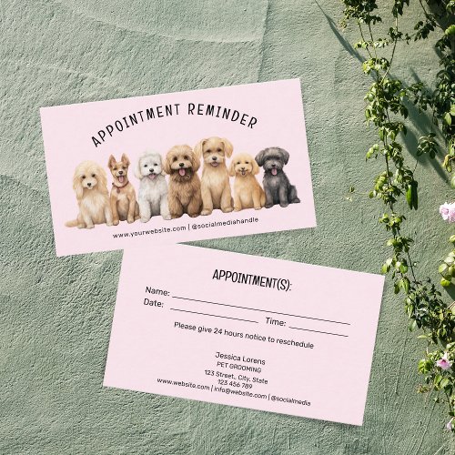 Cute Pet Care Services Next Appointment Groomer Business Card