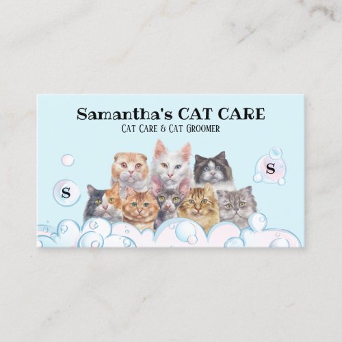 Cute Pet Care Spa Salon Sitting Bath Groomer Cat Business Card