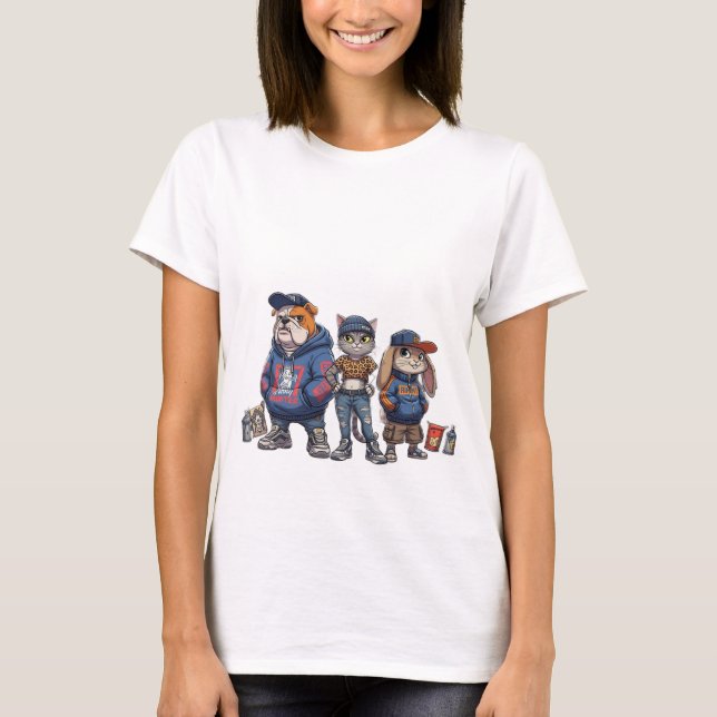 Cute Pet Cartoon T-Shirt (Front)