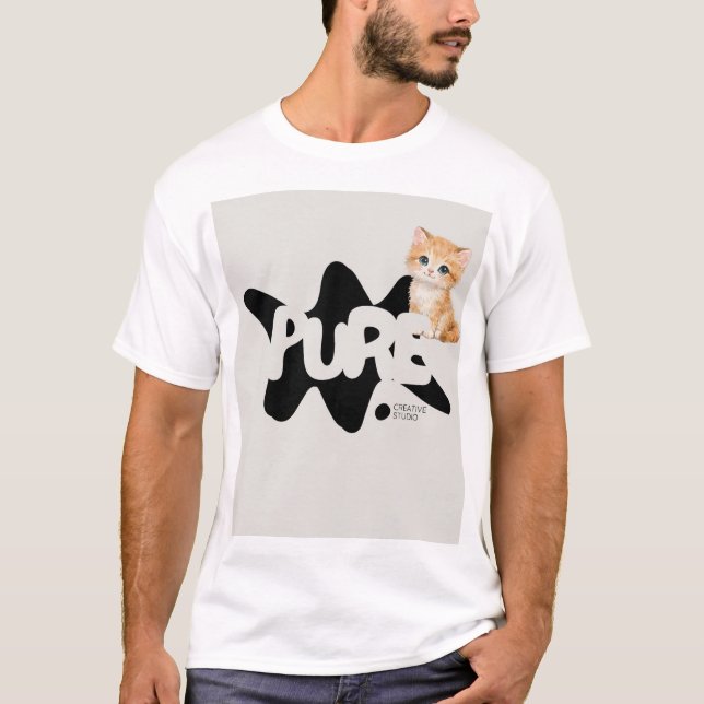 Cute pet cat design t-shirt  (Front)