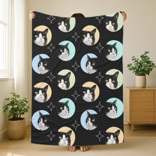 Cute Pet Cat Dog Custom 4 Photo Collage Fleece Blanket