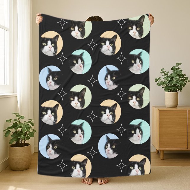 Cute Pet Cat Dog Custom 4 Photo Collage  Fleece Blanket (Creator Uploaded)