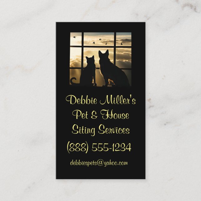 Cute Pet Cat Dog Housesittng Business Cards (Front)