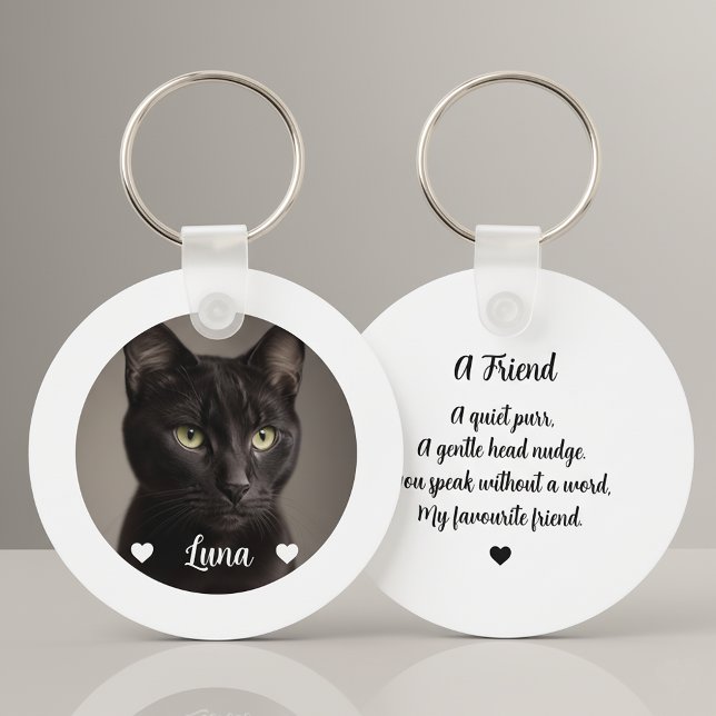 Cute Pet Cat Photo Quote Keychain (Creator Uploaded)