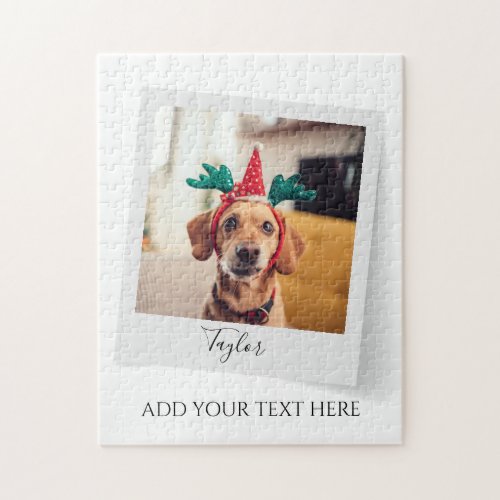 Cute Pet Christmas Holiday Photo Personalized Jigsaw Puzzle