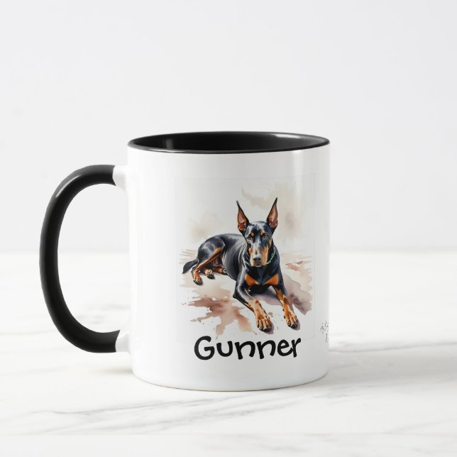  Cute Pet Doberman ADD NAME/PHOTO Personalize Mug (Left)