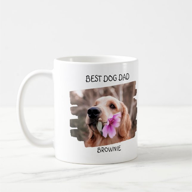 Cute Pet Dog 2 Photo Template Best Dog Dad Coffee Mug (Left)