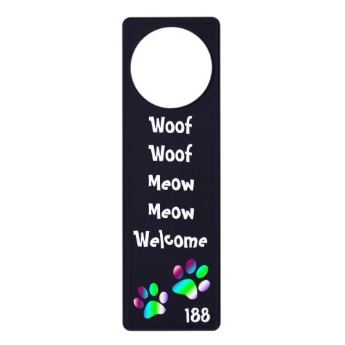 Cute Pet Dog Cat Foot Prints Welcome Text Custom Door Hanger