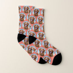 Cute Pet Dog Coral Pink Photo Socks