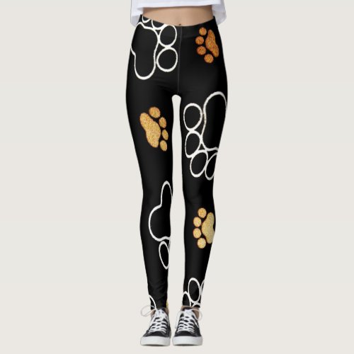 Cute Pet Dog Foot Prints Leggings