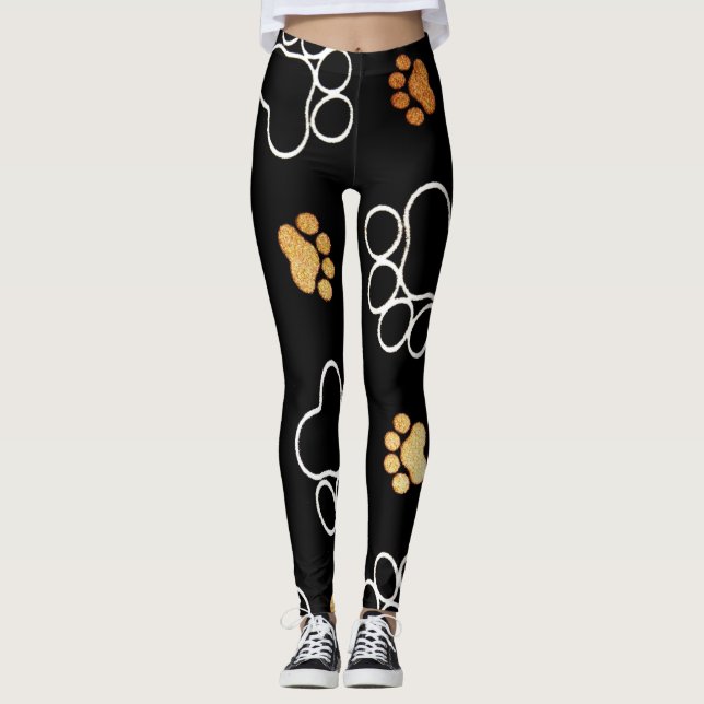 Cute Pet Dog Foot Prints Leggings (Front)