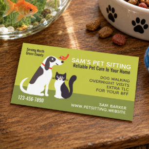 Cute Pet Dog, Kitty Cat and Bird Animal Services Business Card