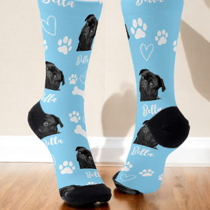 Cute Pet Dog Lover Blue Photo Socks