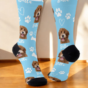 Cute Pet Dog Lover Blue Photo Socks