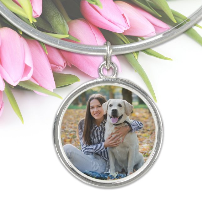 Cute Pet Dog Lover Personalized Photo Bangle Bracelet (Creator Uploaded)