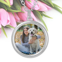 Cute Pet Dog Lover Personalized Photo Silver Plated Necklace