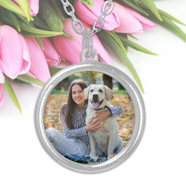 Cute Pet Dog Lover Personalized Photo Silver Plated Necklace (Creator Uploaded)