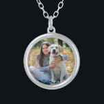 Cute Pet Dog Lover Personalized Photo Silver Plated Necklace<br><div class="desc">Now you can have your best friend with you wherever you go with this custom dog pet photo necklace. Customize with your favorite photo! A must have for every dog mom, dog lover and all pet lovers! COPYRIGHT © 2020 Judy Burrows, Black Dog Art - All Rights Reserved. Cute Pet...</div>
