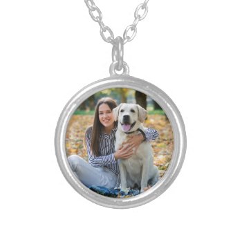 Cute Pet Dog Lover Personalized Photo Silver Plated Necklace by BlackDogArtJudy at Zazzle