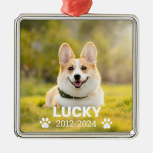 Cute Pet Dog Memorial Personalized Photo Keepsake Metal Ornament