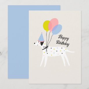 Cute pet dog party pastel color happy birthday holiday card