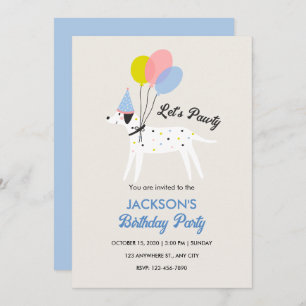 Cute pet dog pastel color birthday party invitation