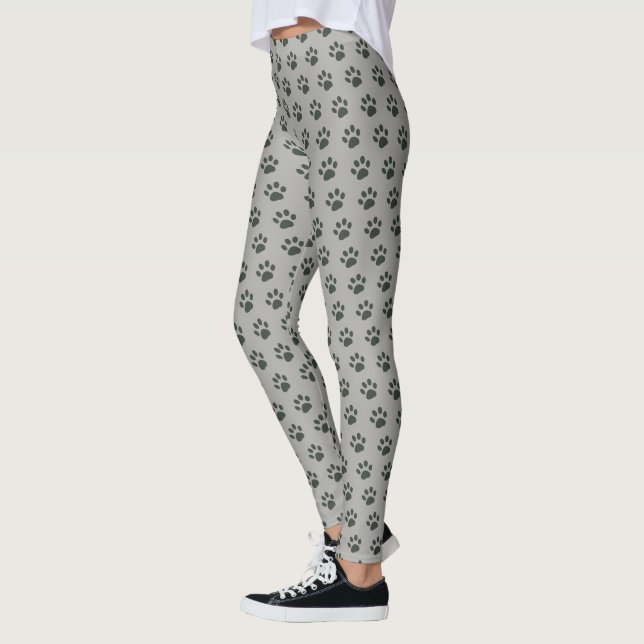 Cute Pet Dog Paws gray Leggings (Left)