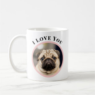 Cute Pet Dog Photo in Blush Pink Circle Frame Coffee Mug